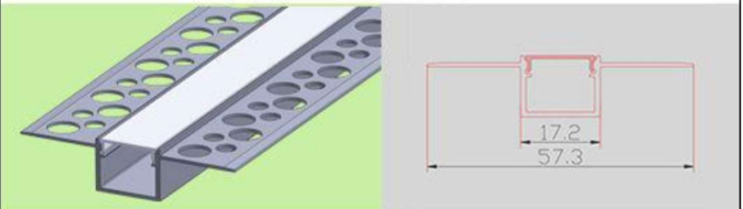 YELE Recessed Strip Channel Wing After Plaster Silver