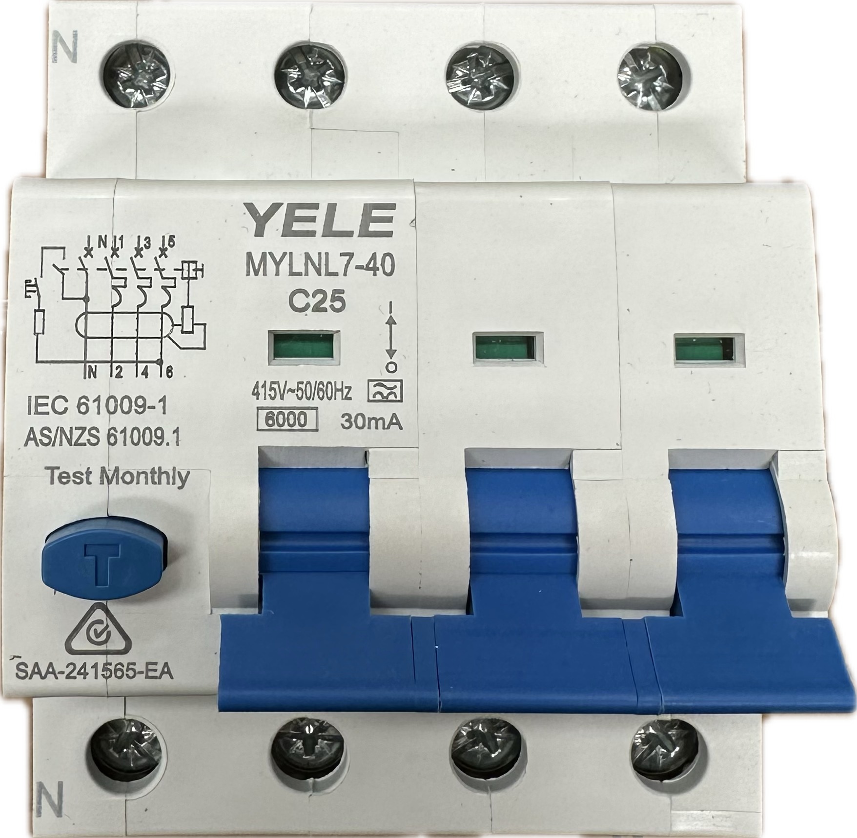 YELE RCBO 3P+N 25A