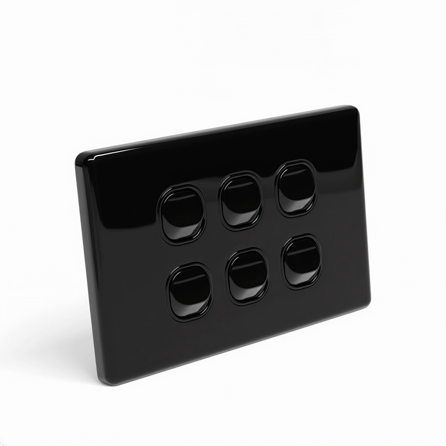 YELE Glass 6 Gang 2 Way Switch Black