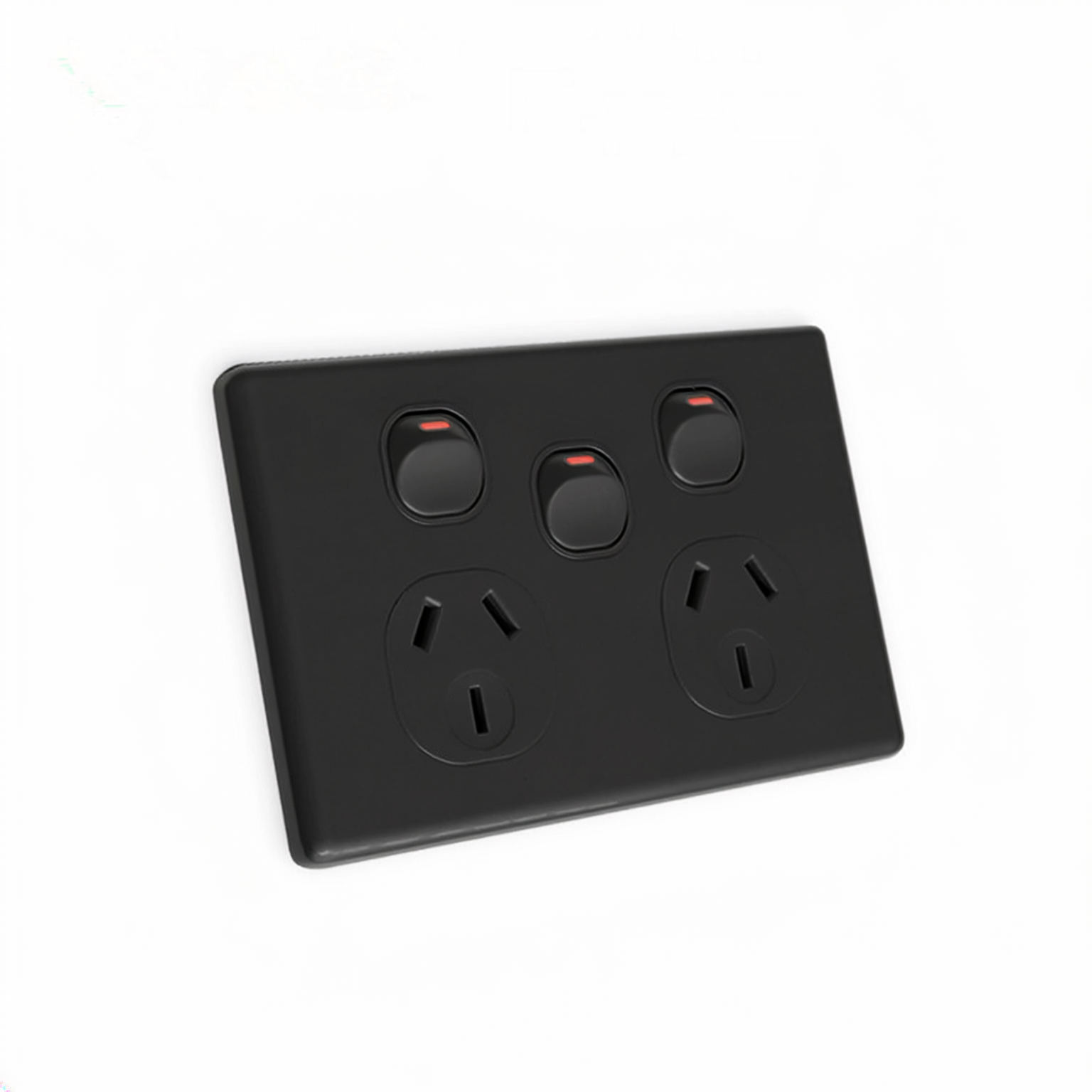 YELE Glass Double Powerpoint with Extra Switch 10A Black