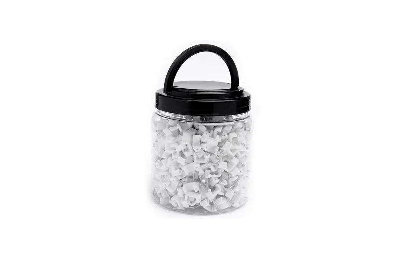 YELE Flat 10mm cable clip with nailfor 1.5mm x 2C+E cable, 500pcs/Jar
