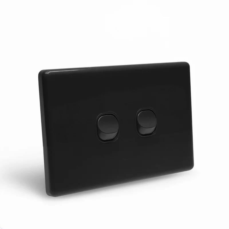 YELE Slim 2 Gang 2 Way Switch Black