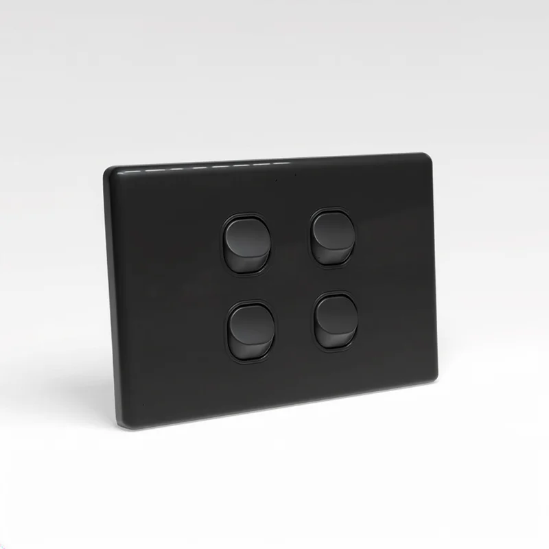 YELE Slim 4 Gang 2 Way Switch Black