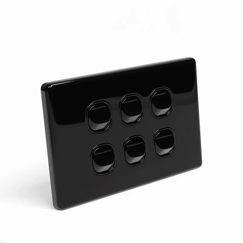 YELE Slim 6 Gang 2 Way Switch Black